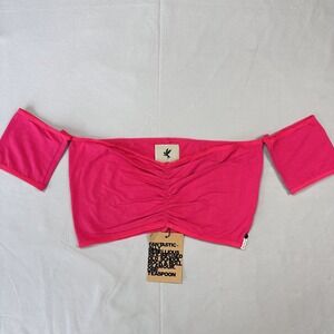 One Teaspoon Body Holster Women Med Super Pink Off Shoulder Top New without tag‎